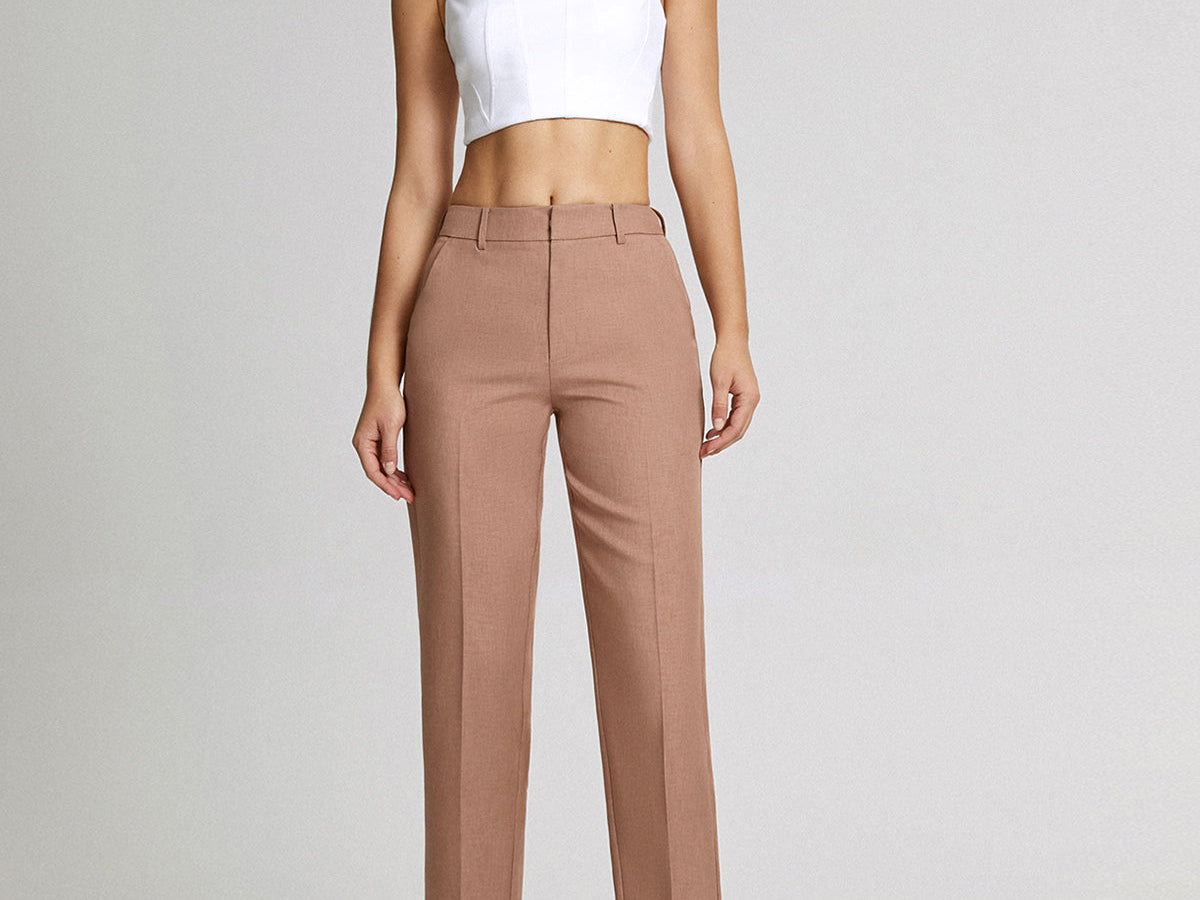 Høyt Liv Cropped Skinny Bukser i Woven Stoff – Tynn Passform 2