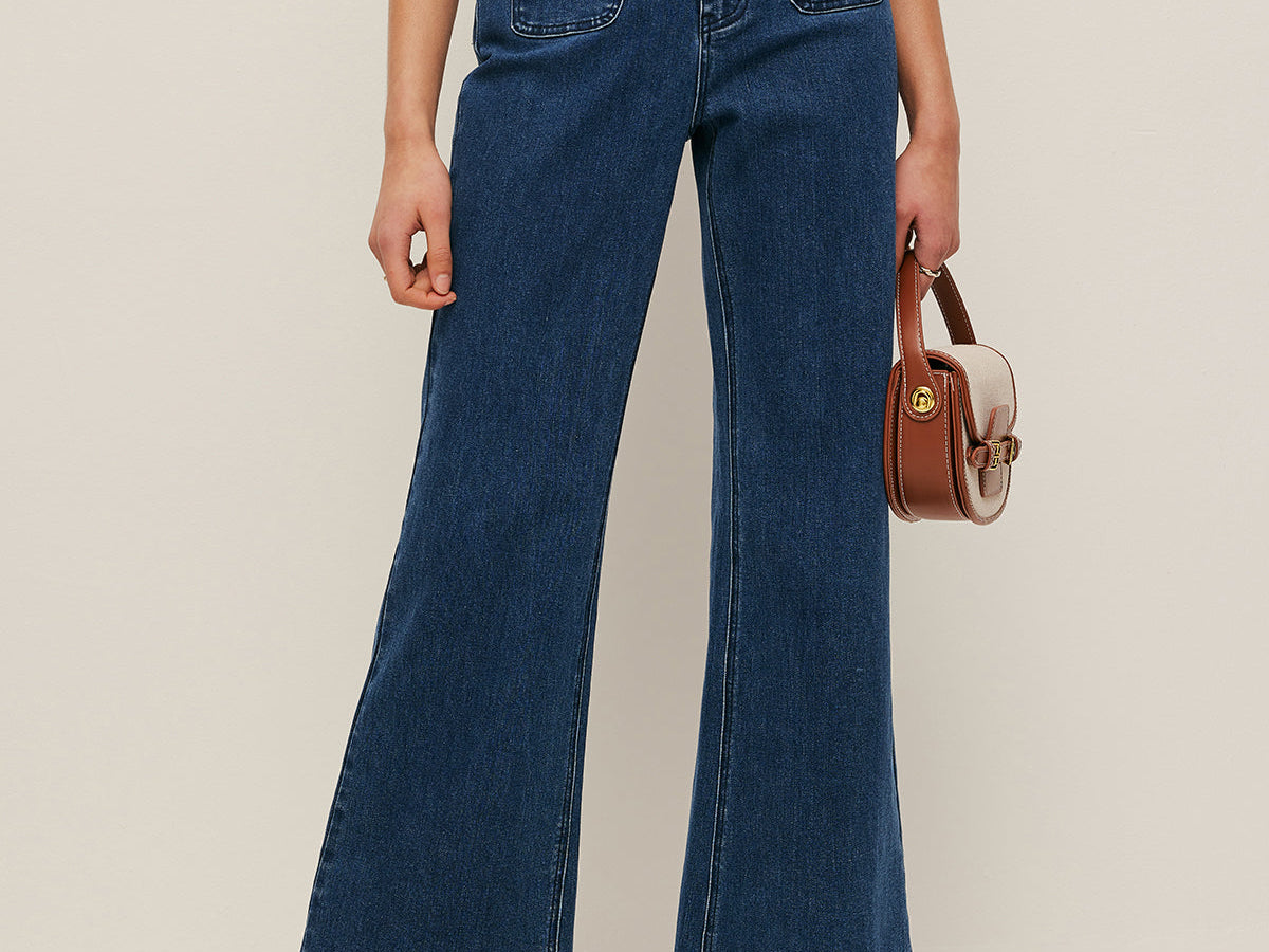 Høyt liv med lommedetaljer og vide benjeans – Denim 0