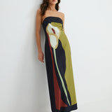 Lang Floral Print Split Tube Maxi Kjole – Lett og Komfortabel Maxikjole Dame til Bryllup 1