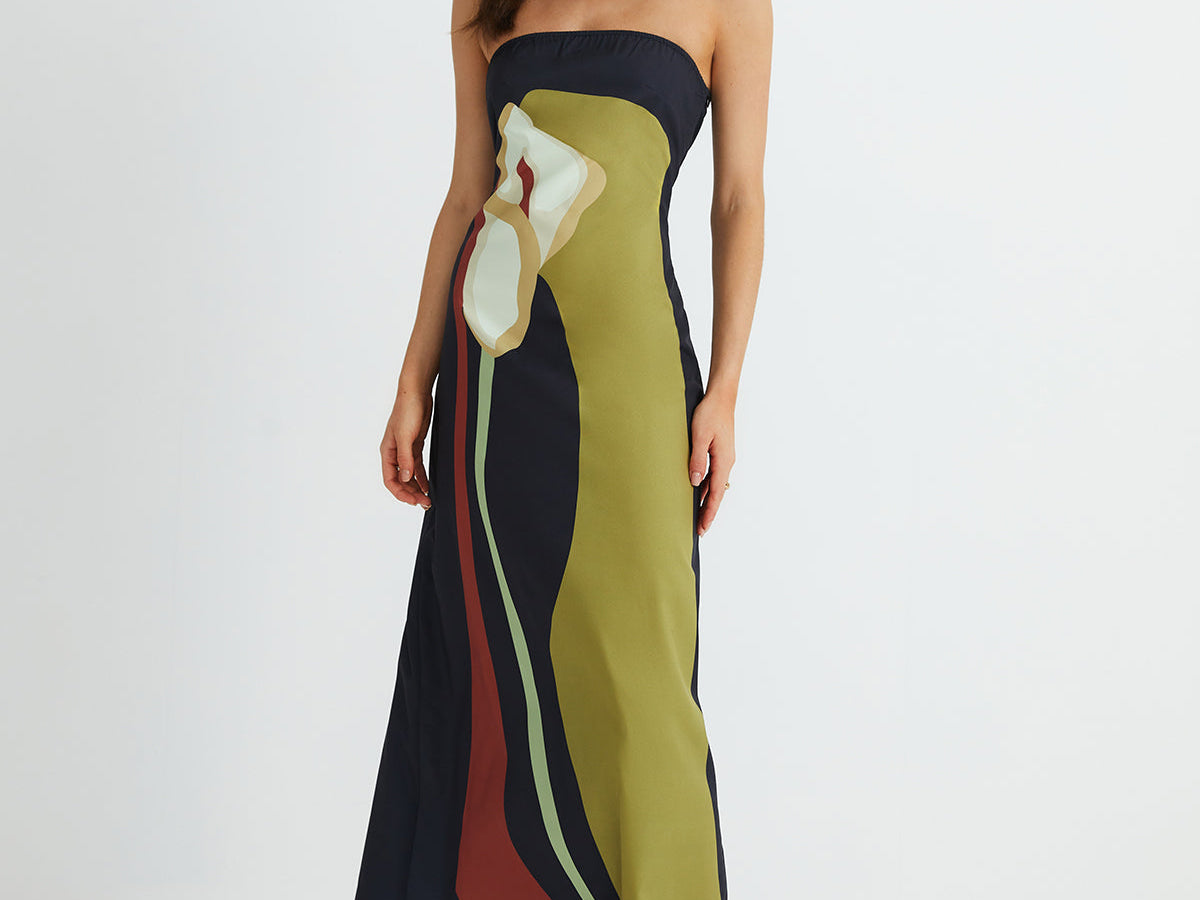 Lang Floral Print Split Tube Maxi Kjole – Lett og Komfortabel Maxikjole Dame til Bryllup 3