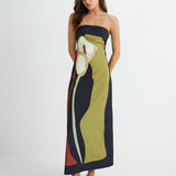 Lang Floral Print Split Tube Maxi Kjole – Lett og Komfortabel Maxikjole Dame til Bryllup 4