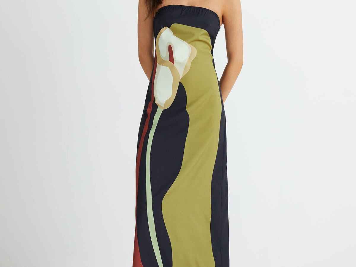 Lang Floral Print Split Tube Maxi Kjole – Lett og Komfortabel Maxikjole Dame til Bryllup 4