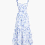 Langermet Maxikjole Dame med Blomstertrykk og Glidelås – 100% Polyester, Elegant Kjole Maxi for Hverdag og Fest 0