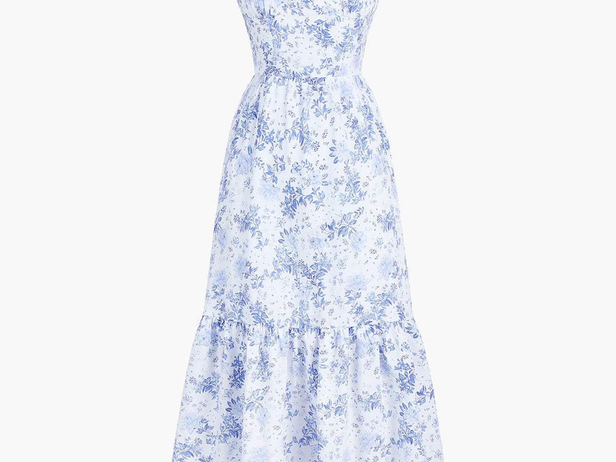 Langermet Maxikjole Dame med Blomstertrykk og Glidelås – 100% Polyester, Elegant Kjole Maxi for Hverdag og Fest 0