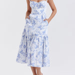 Langermet Maxikjole Dame med Blomstertrykk og Glidelås – 100% Polyester, Elegant Kjole Maxi for Hverdag og Fest 1
