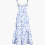 Langermet Maxikjole Dame med Blomstertrykk og Glidelås – 100% Polyester, Elegant Kjole Maxi for Hverdag og Fest 2