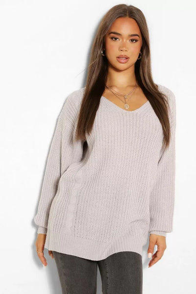 OVERSIZED GENSER MED V-HALS