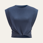Pleated Sleeveless Top i 100% Bomull med Lett Stretch 0