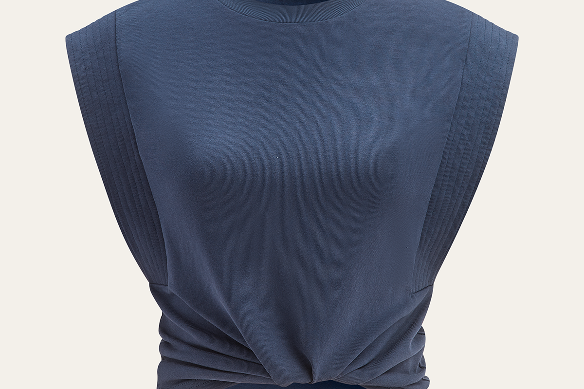 Pleated Sleeveless Top i 100% Bomull med Lett Stretch 0