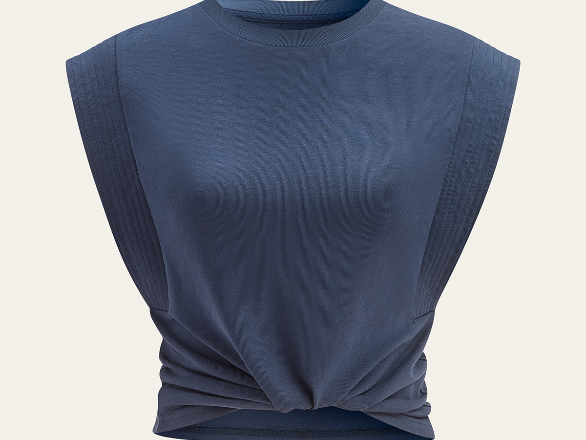 Pleated Sleeveless Top i 100% Bomull med Lett Stretch 0
