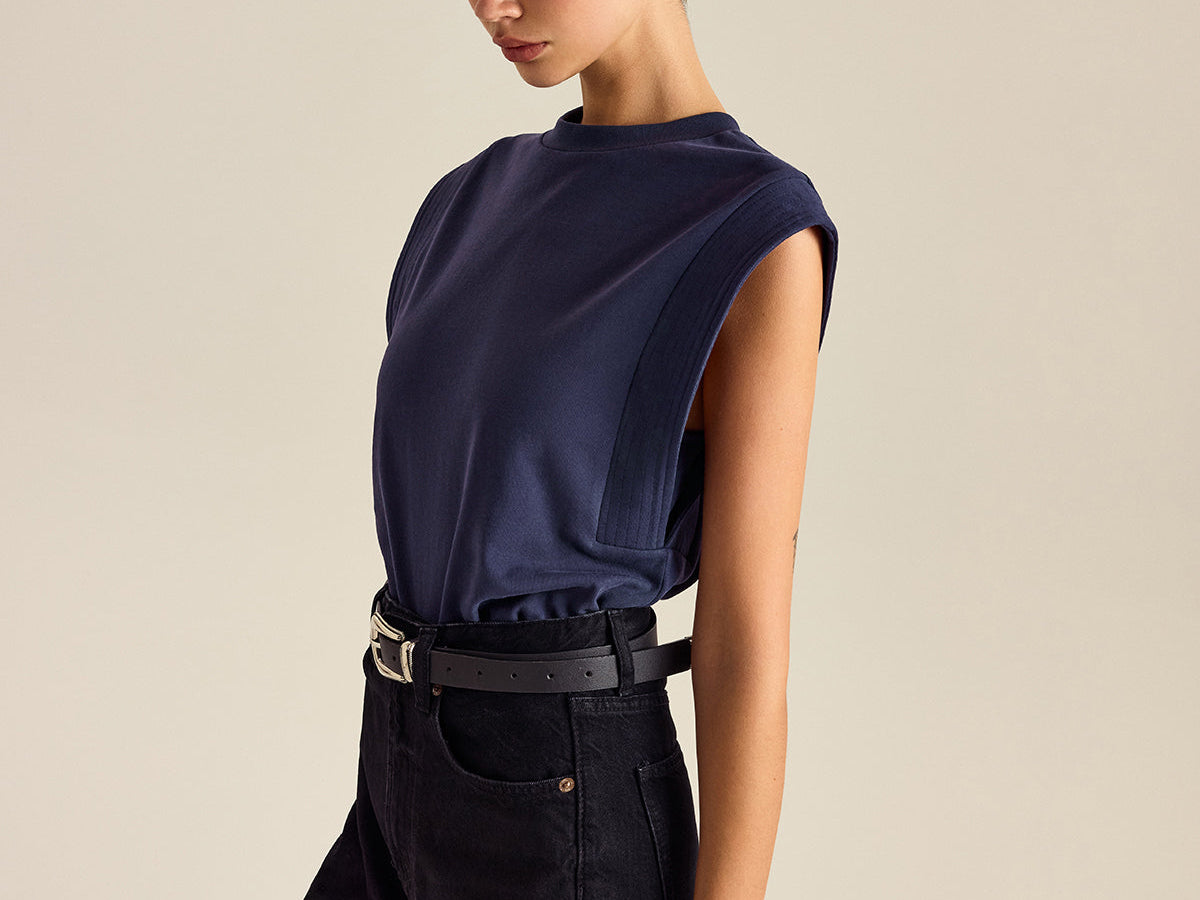 Pleated Sleeveless Top i 100% Bomull med Lett Stretch 3