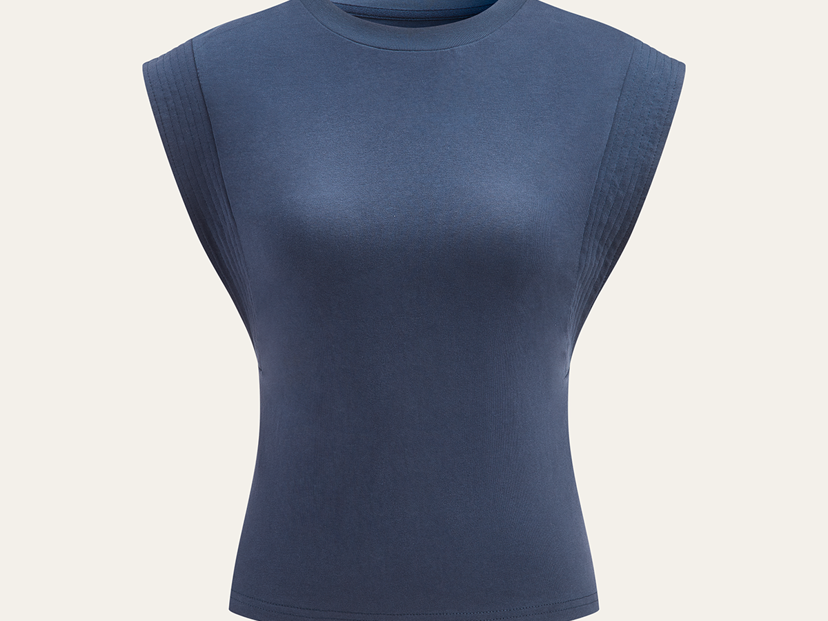 Pleated Sleeveless Top i 100% Bomull med Lett Stretch 5