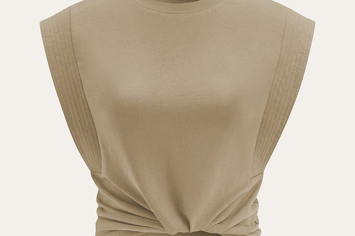 Pleated Sleeveless Top i 100% Bomull med Lett Stretch 7