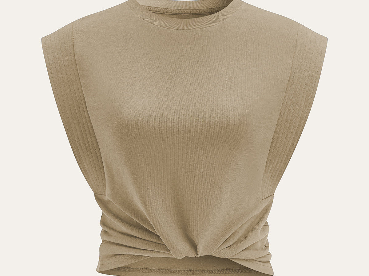 Pleated Sleeveless Top i 100% Bomull med Lett Stretch 7