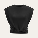Pleated Sleeveless Top i 100% Bomull med Lett Stretch 8