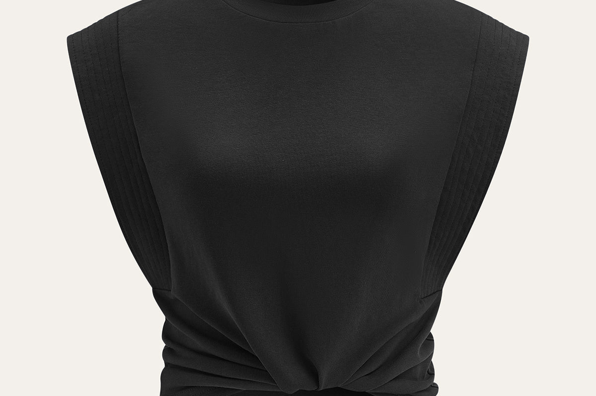 Pleated Sleeveless Top i 100% Bomull med Lett Stretch 8