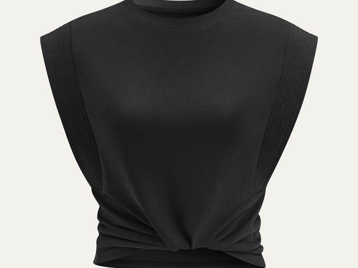 Pleated Sleeveless Top i 100% Bomull med Lett Stretch 8