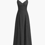 Polka Dot Maxi Kjole med V-hals og Uten Ermer – 100% Polyester 0