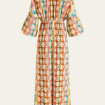 Vendbar V-hals Maxi Kjole i Jacquard Print – Langermet Design 5