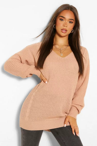 OVERSIZED GENSER MED V-HALS